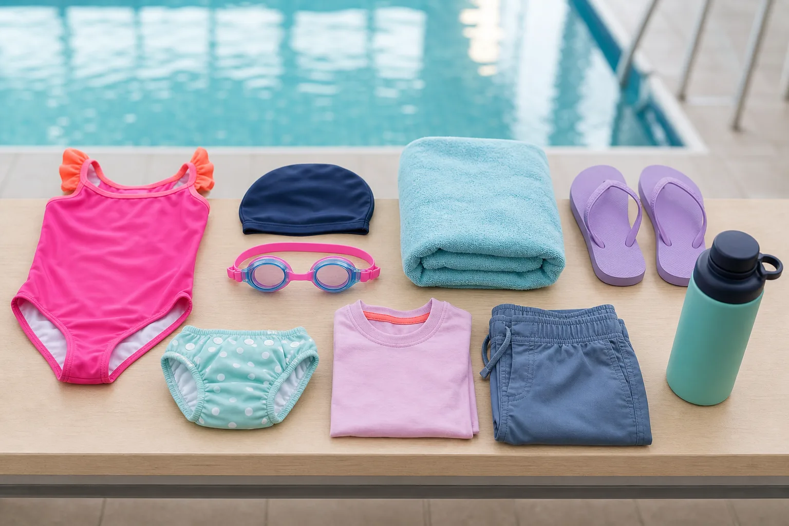 Swim kit for kids: goggles, cap and towel